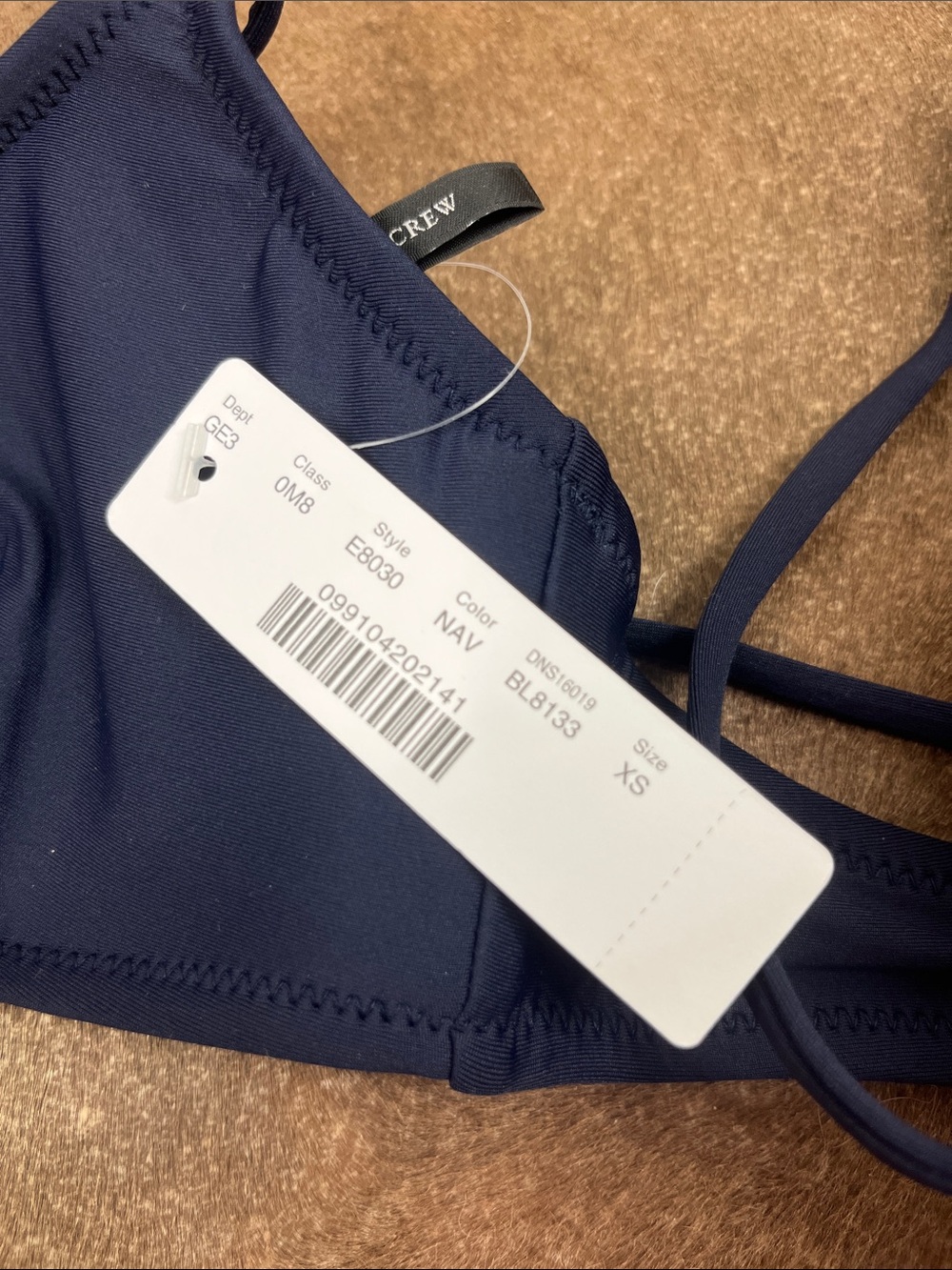 J Crew French Cross Back Bikini Top Navy - Picture 4 of 5